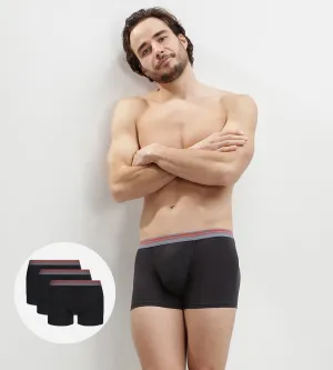 3 Pack men's stretch cotton trunks Black Daily Colors