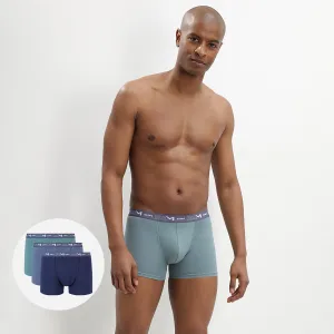 3 pack storm blue and green trunks Coton Stretch