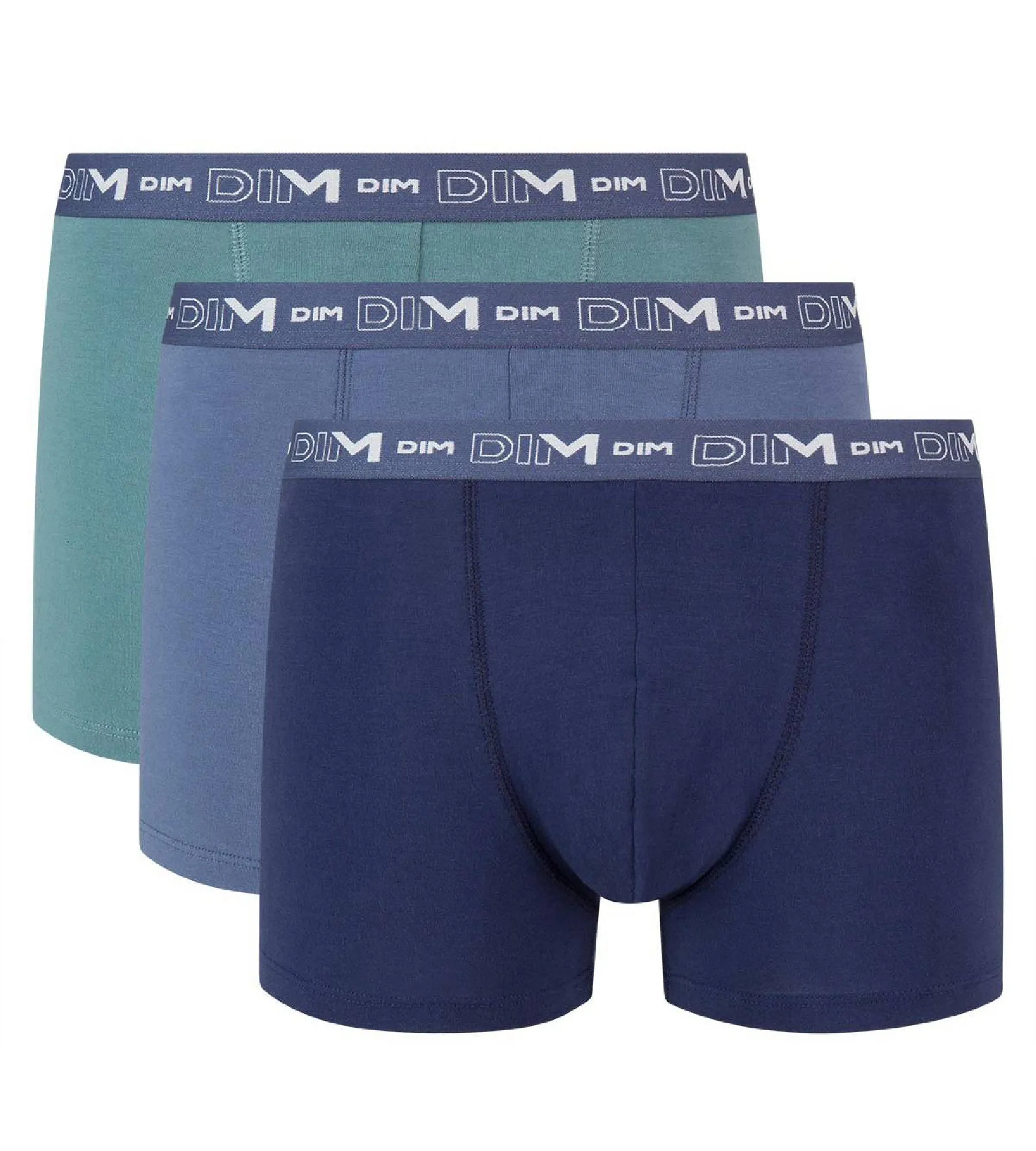 3 pack storm blue and green trunks Coton Stretch