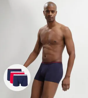 3 Pack stretch cotton trunks Denim Blue and Lava Red Daily Colors