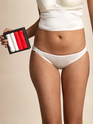 4Pcs Sexy Lace Trim Mulberry Pure Silk Knitted Panties (Bra NOT Included)