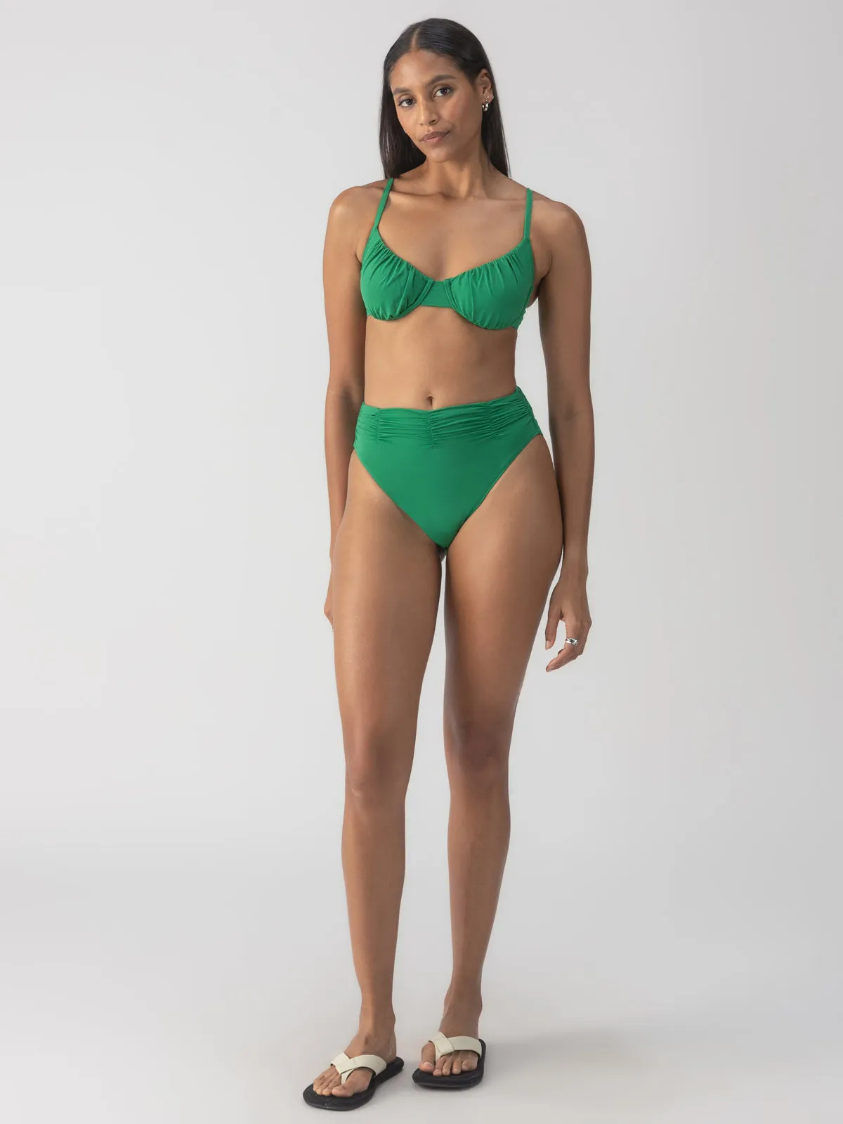 Beach Goddess Excess Shirr Waist Bikini Bottom Perky Palm