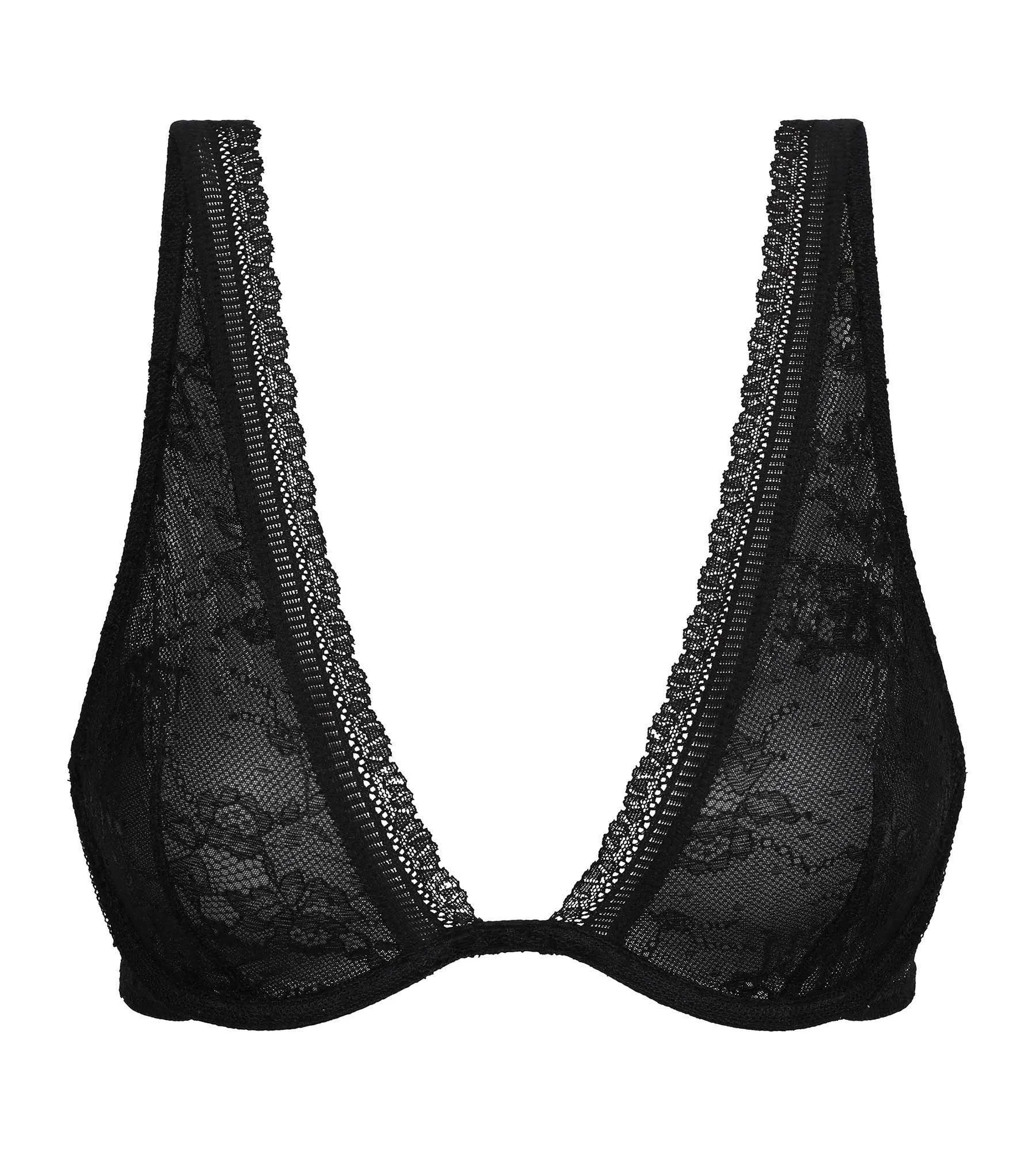 Black floral lace underwired scarf bra Dim Romance
