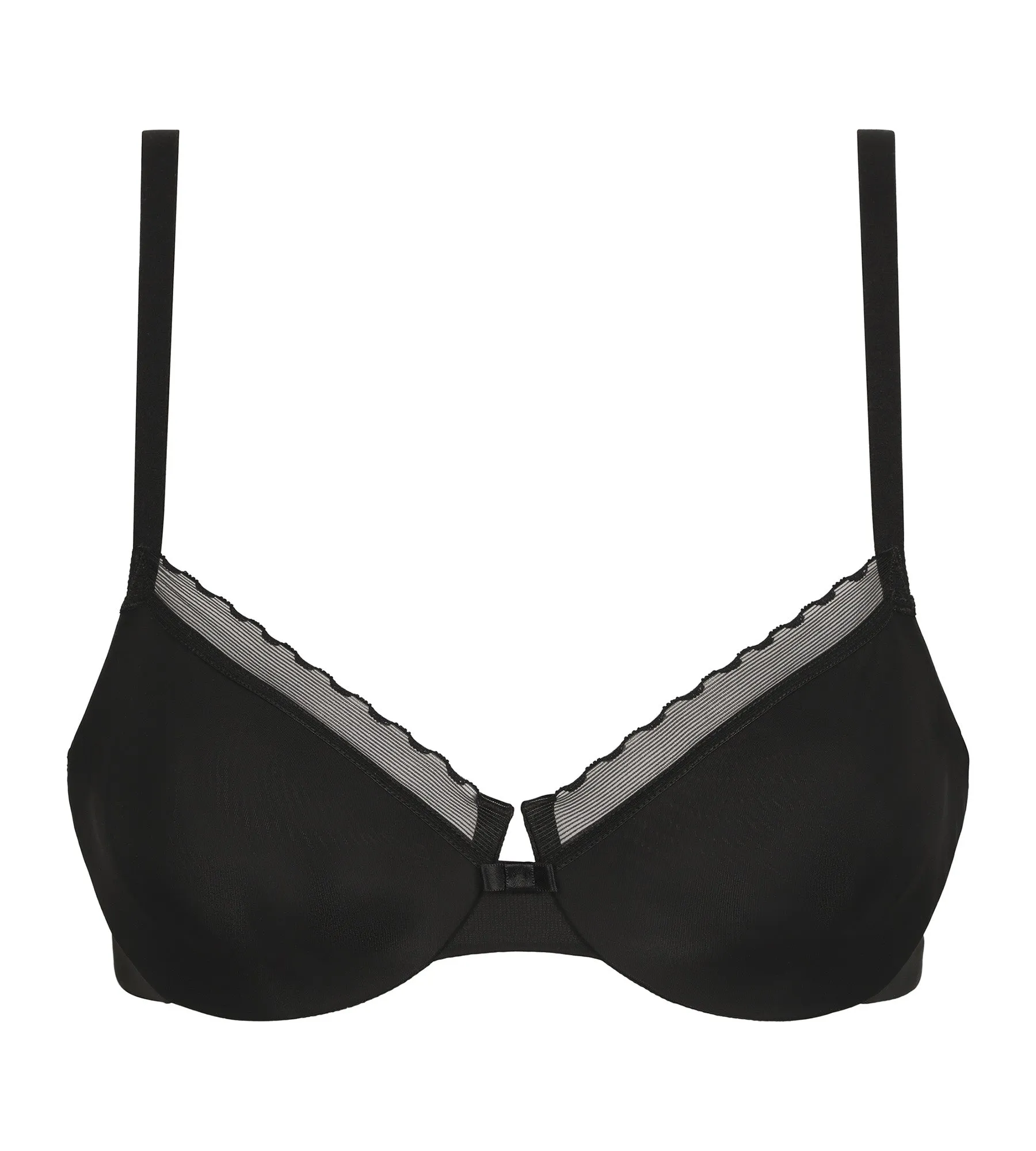 Black microfiber and tulle push-on bra Dim Daily Confort
