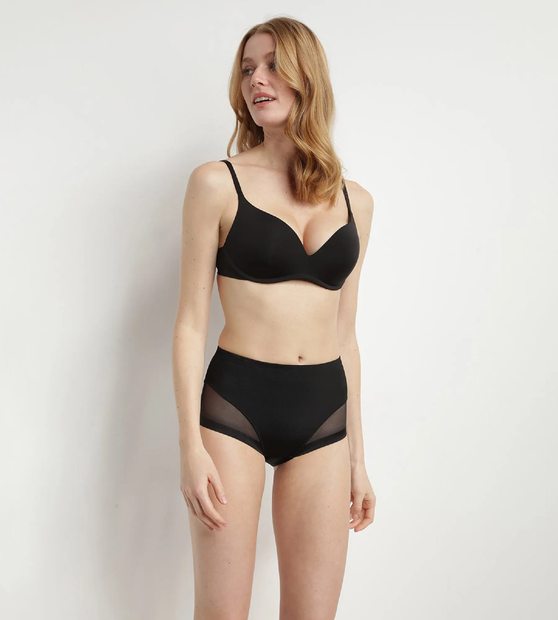Black Microfiber Push Up Non-Wired  Bra InvisiFree