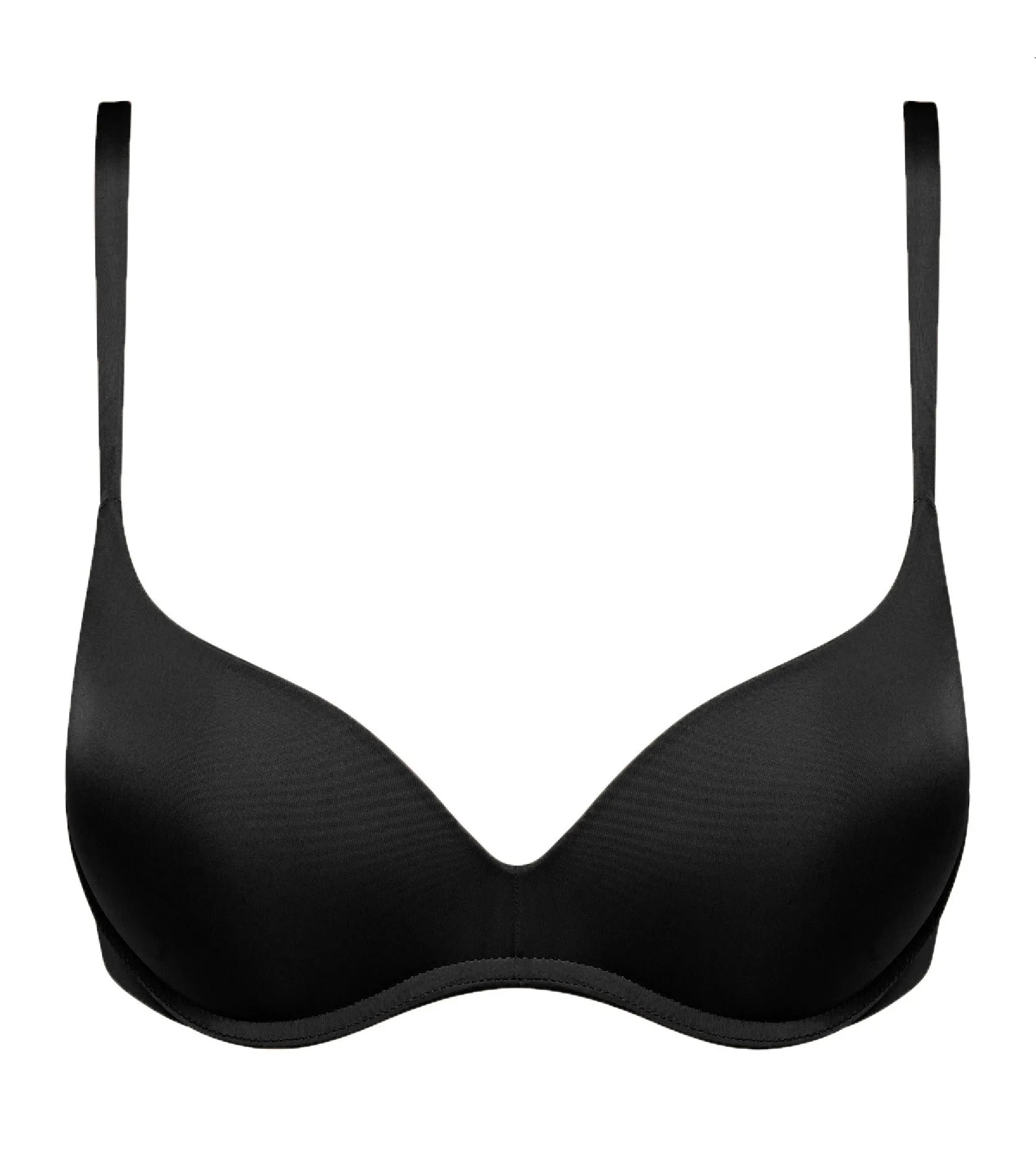Black Microfiber Push Up Non-Wired  Bra InvisiFree
