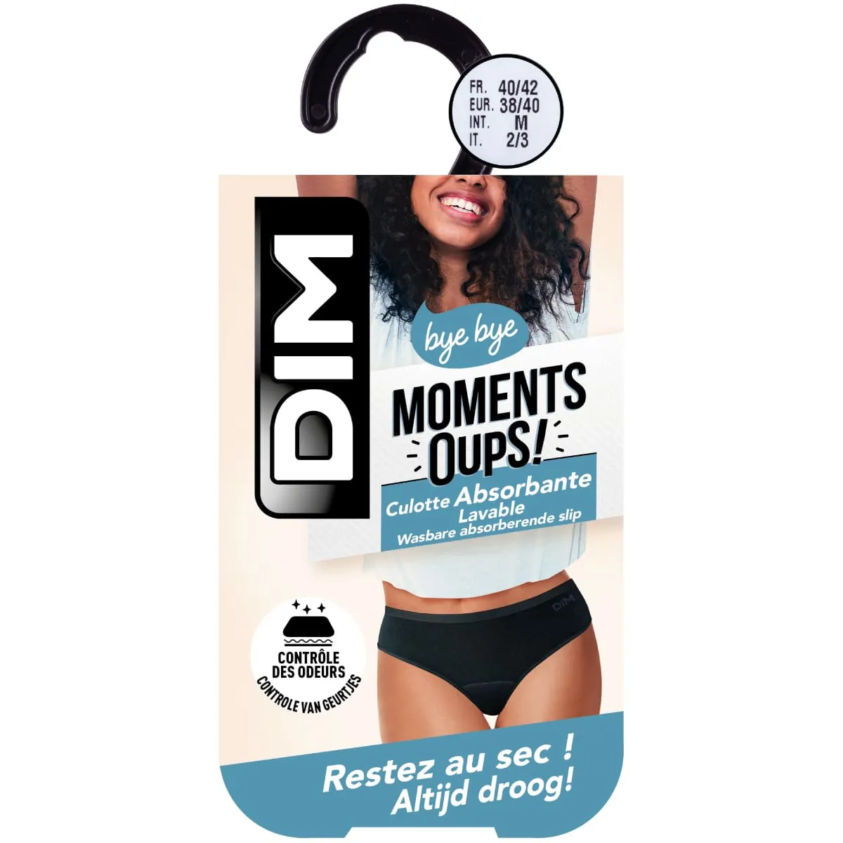 Black Moments Oups DIM washable absorbent stretch cotton knickers