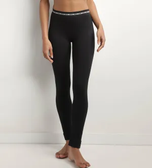 Black seamless women's leggings in ribbed fabric Dim Icon Seamless
