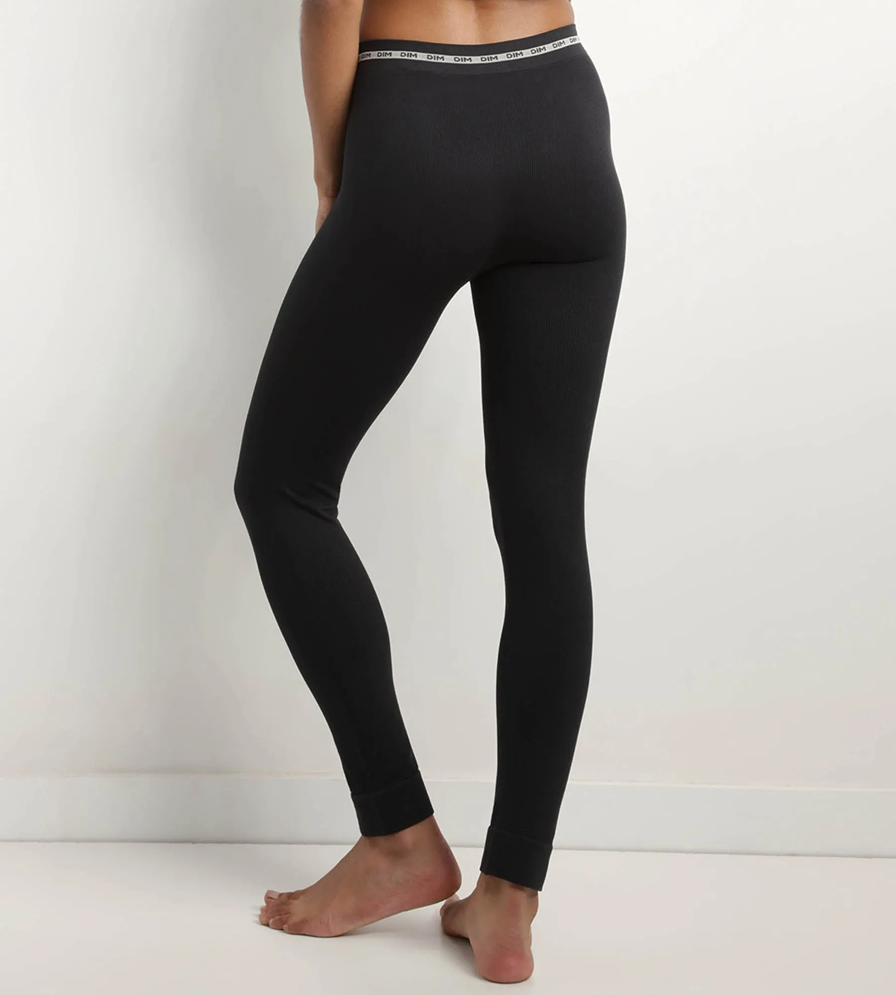 Black seamless women's leggings in ribbed fabric Dim Icon Seamless