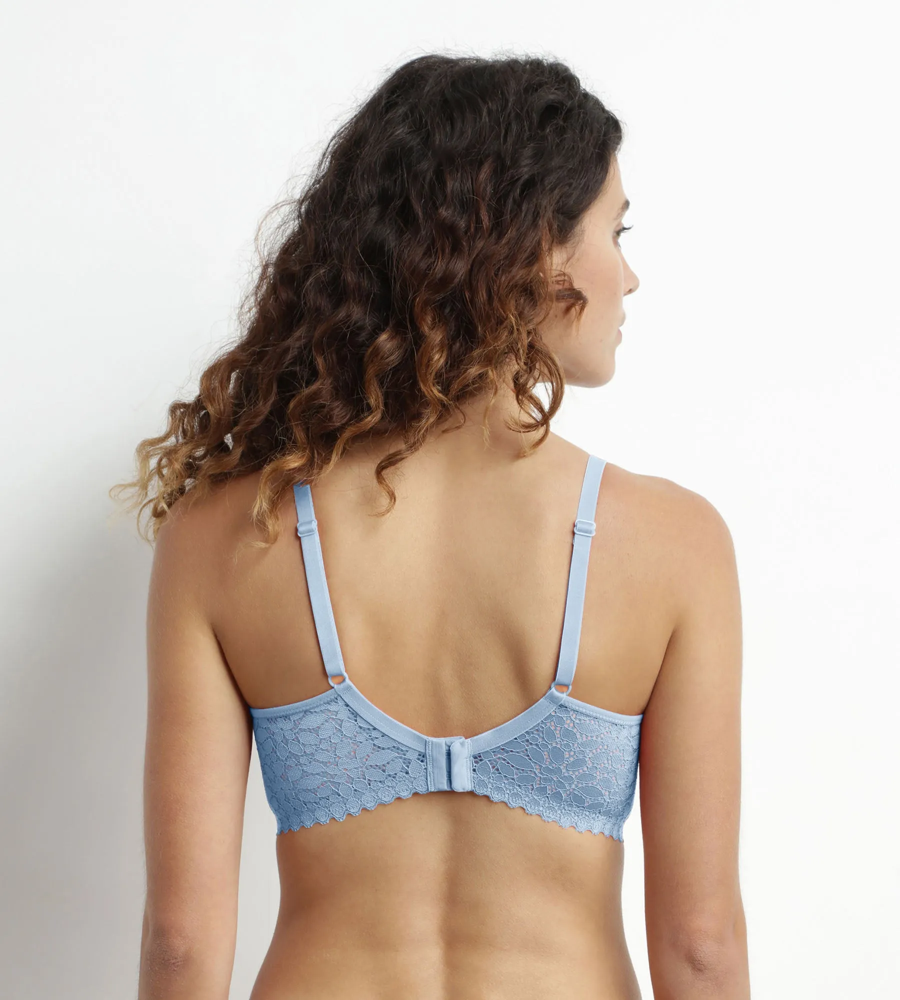 Blue floral lace triangle bra Dim Daily