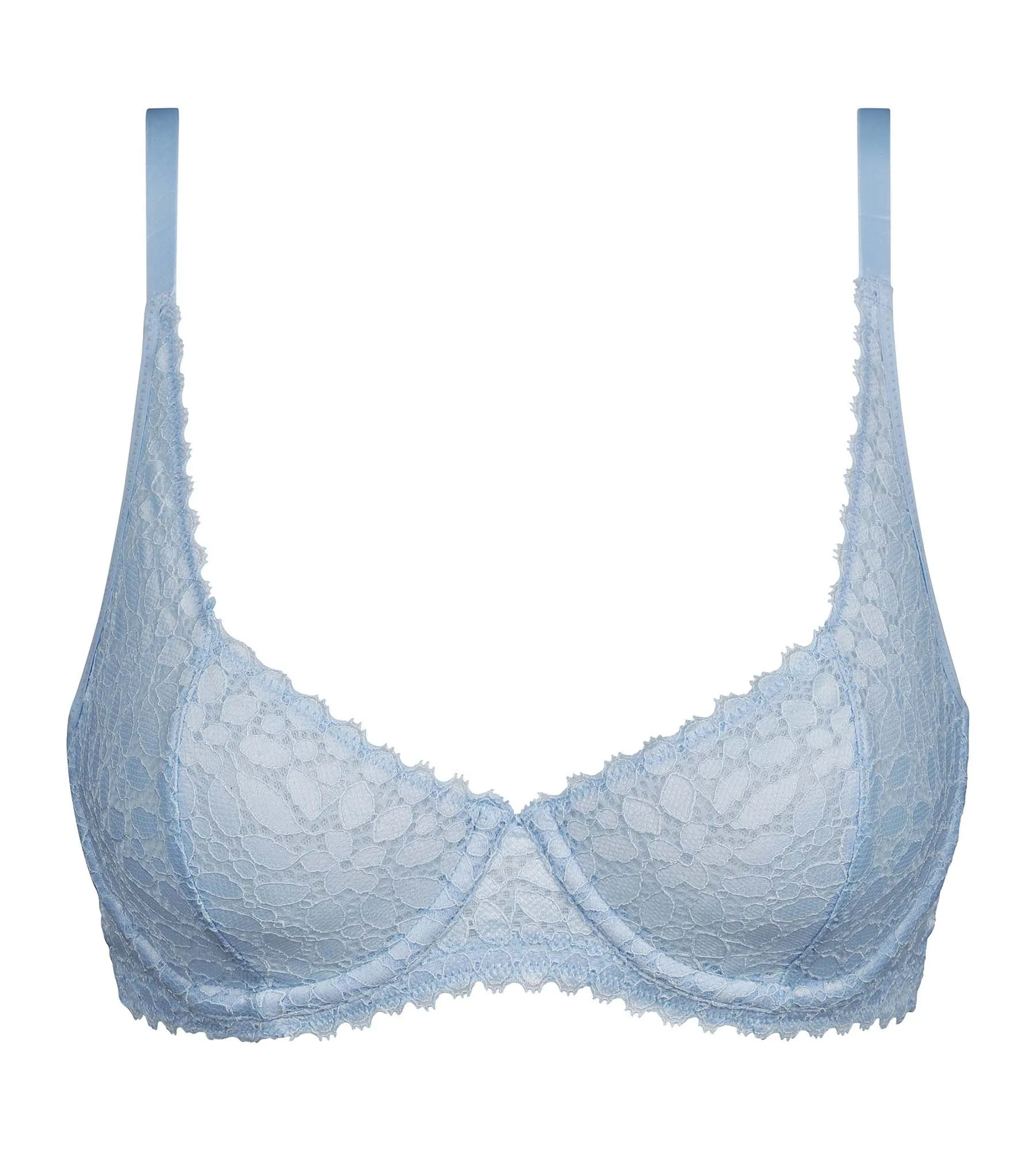 Blue floral lace underwired push-up bra Dim Daily