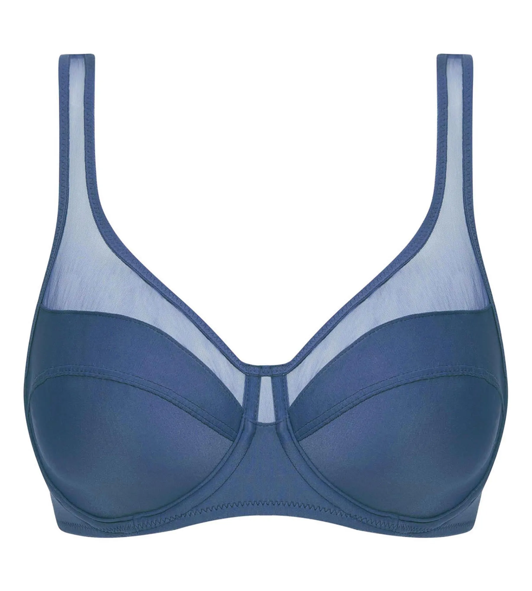 Blue microfiber and tulle push-on bra Dim Generous