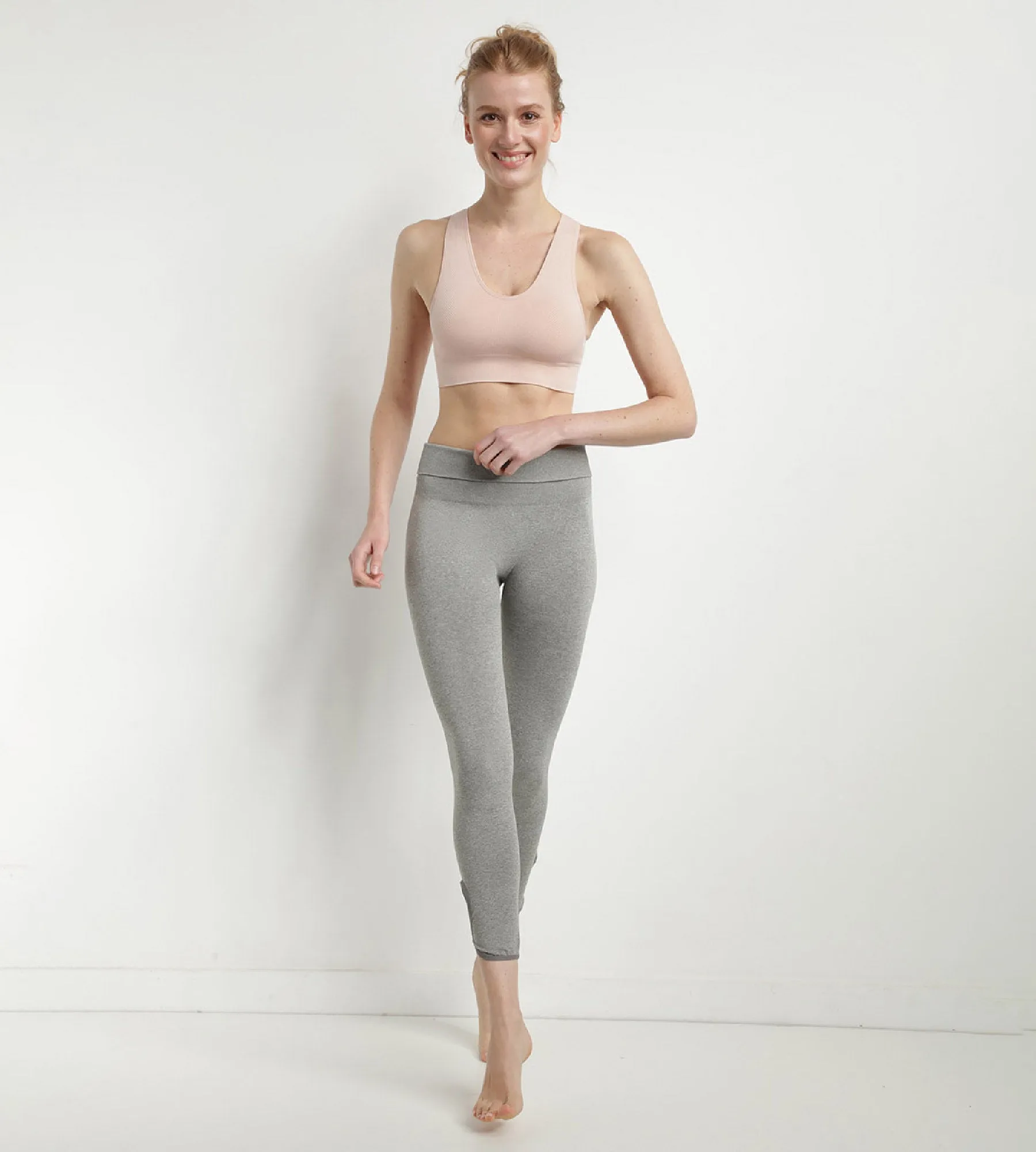 Brassière sans coutures rose amande chiné Dim Sport