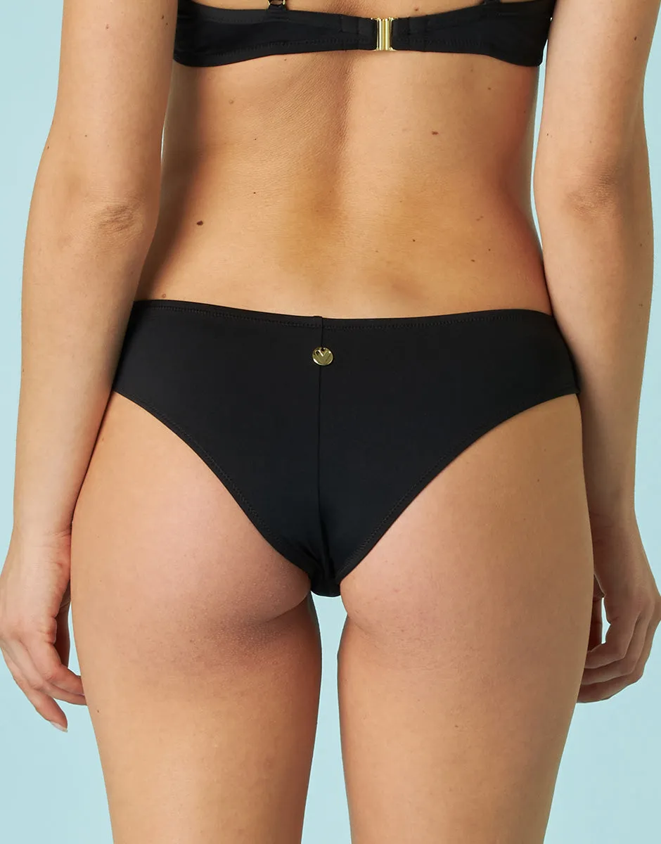 Brazilian Bikini Bottom Essential Micro in Black Microfiber