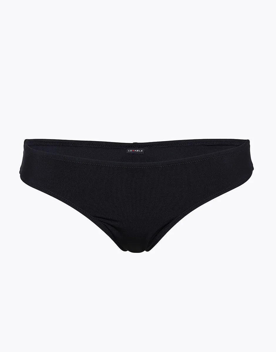 Brazilian Bikini Bottom Essential Micro in Black Microfiber