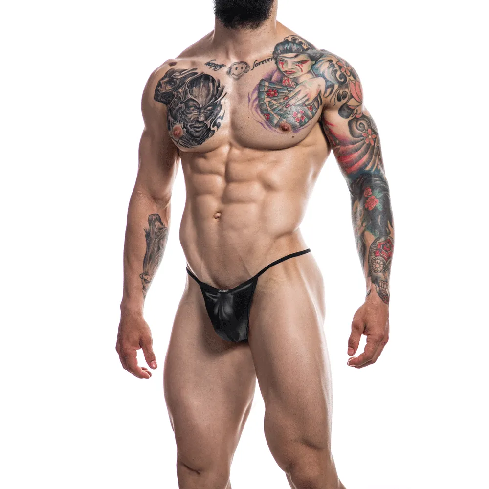 C4M Low Rise G-String Provocative - Black Leatherette