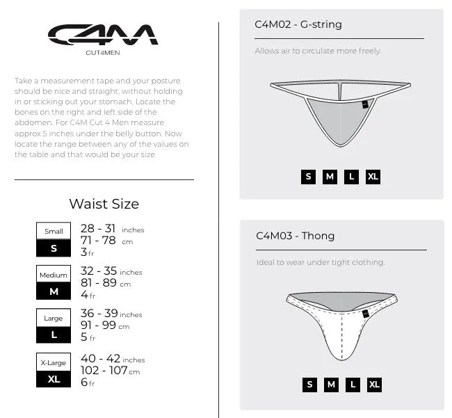 C4M Low Rise G-String Provocative - Black Leatherette