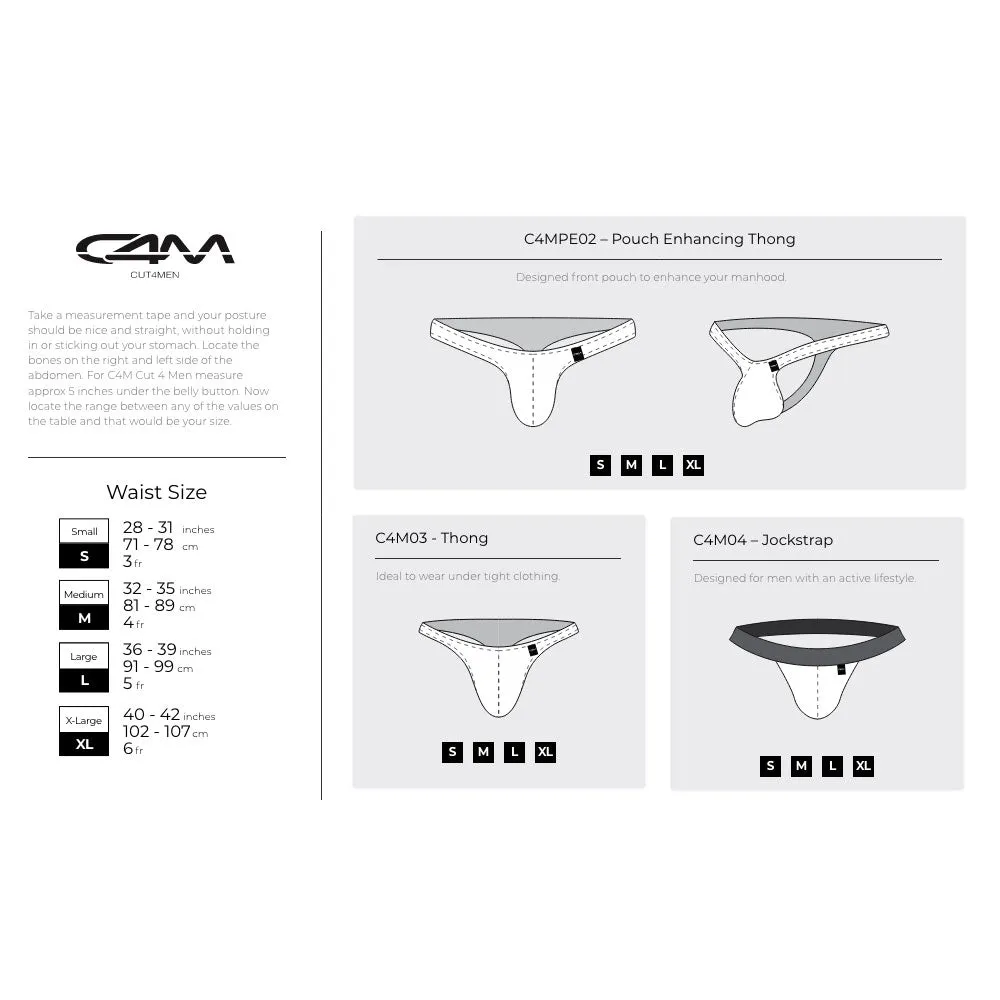 C4M Soft Stretch Ergonomic Men's Thong Provocative - Rainbow