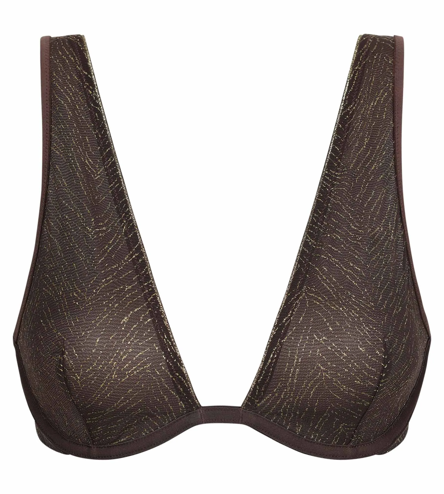 Chocolate and gold zebra print tulle scarf bra Dim Generous