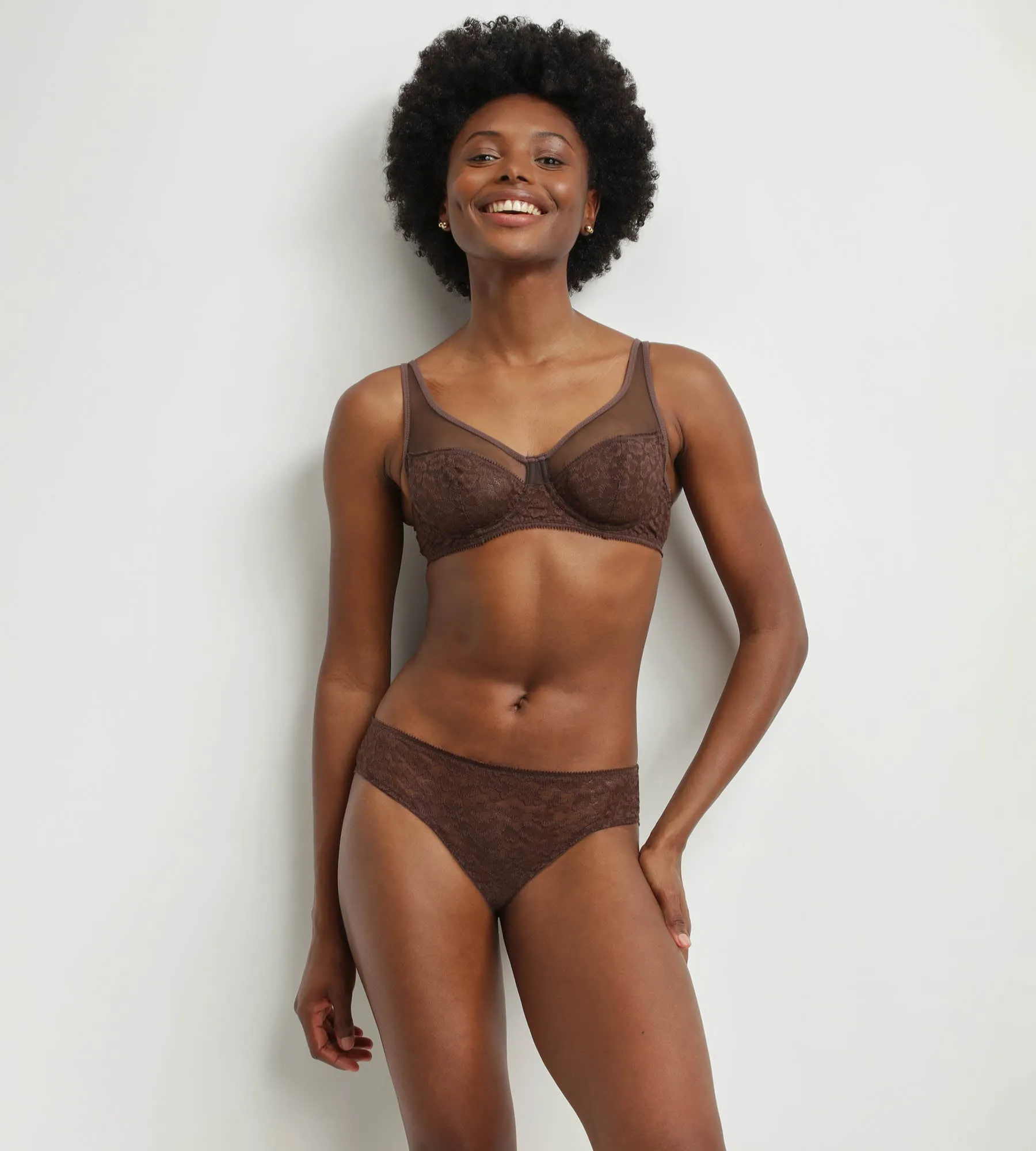 Chocolate Leopard Lace Midi Brief Dim Generous Limited Edition