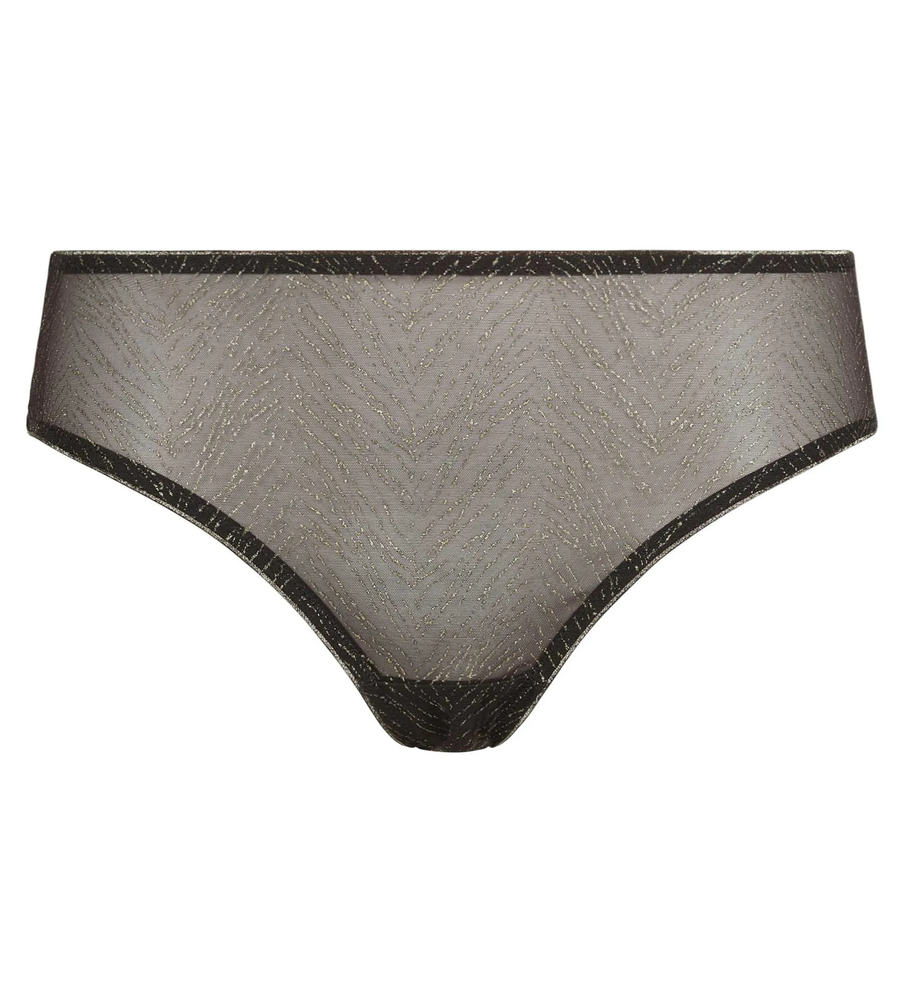 Chocolate tulle high-waisted panties with gold zebra stripes Dim Generous