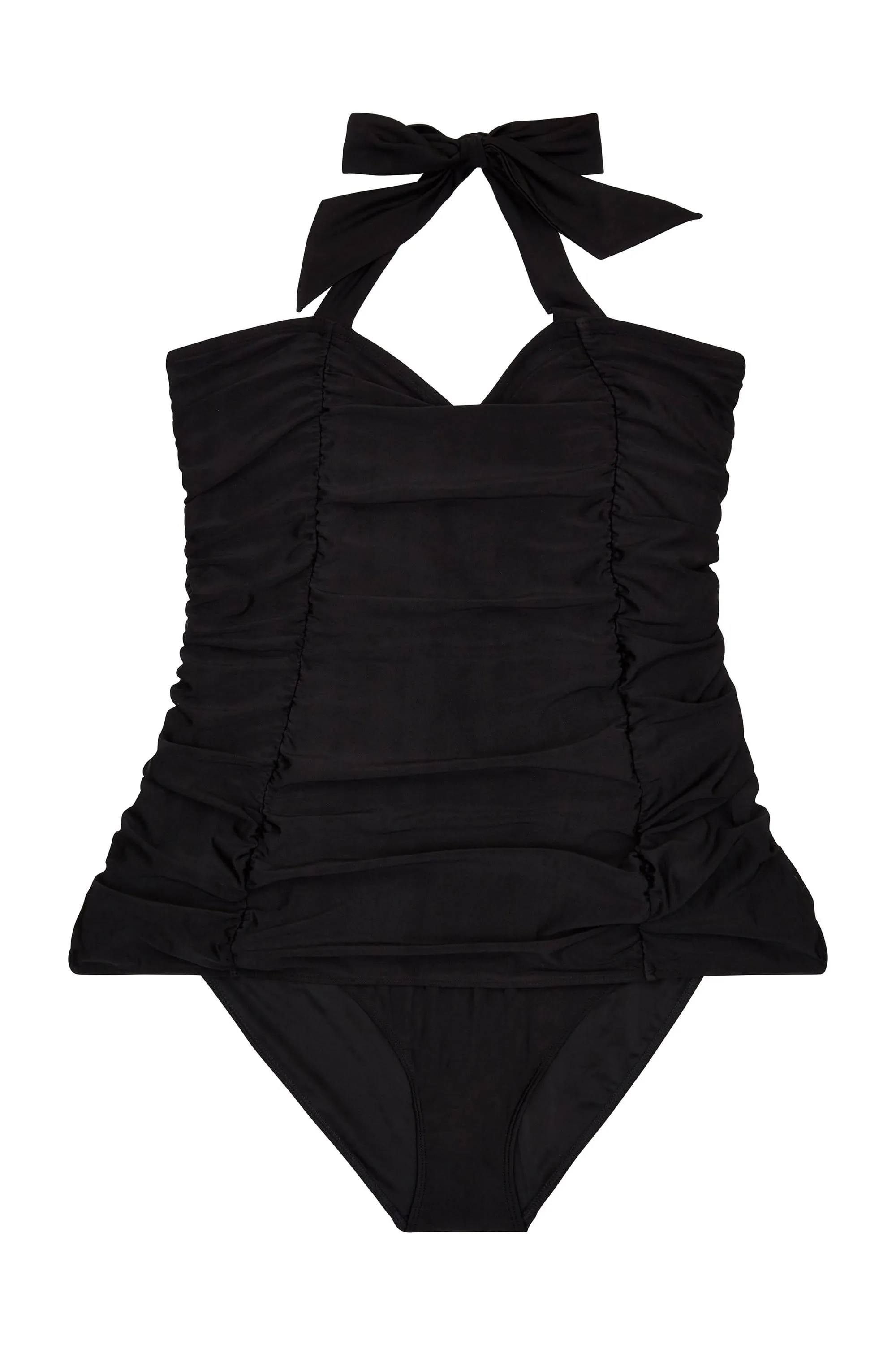 Collectif High Shine Ruched Skirted Swimsuit