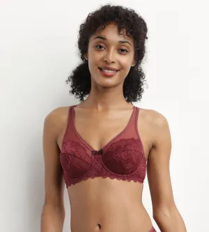 Dark Ruby lace full cup bra Generous Essentiel