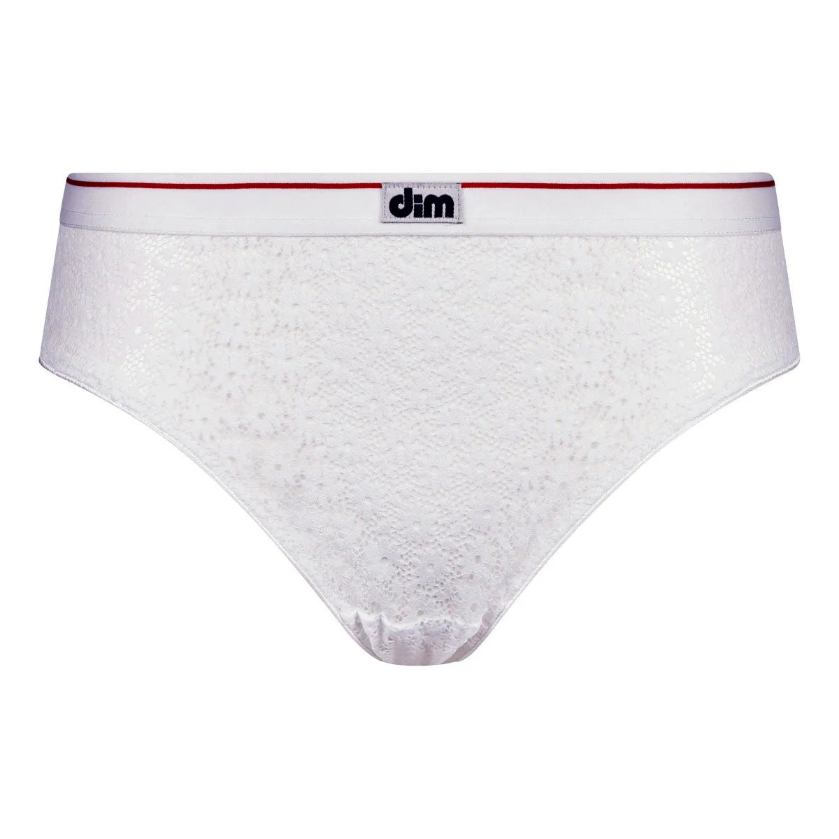 Dim Heritage Women's brief in white lace and tricolour basque