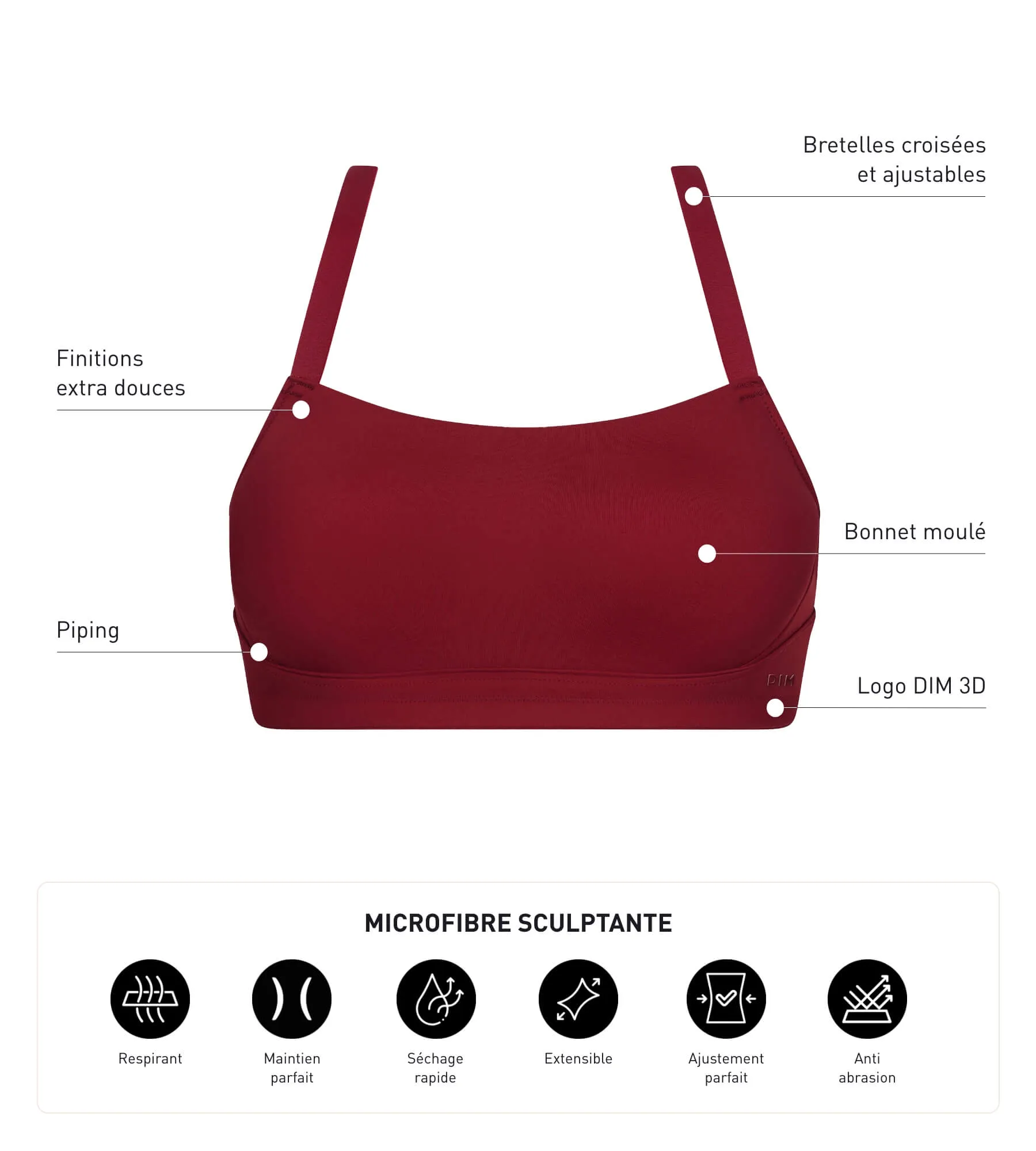 Dim Move burgundy sculpting microfibre sports bra