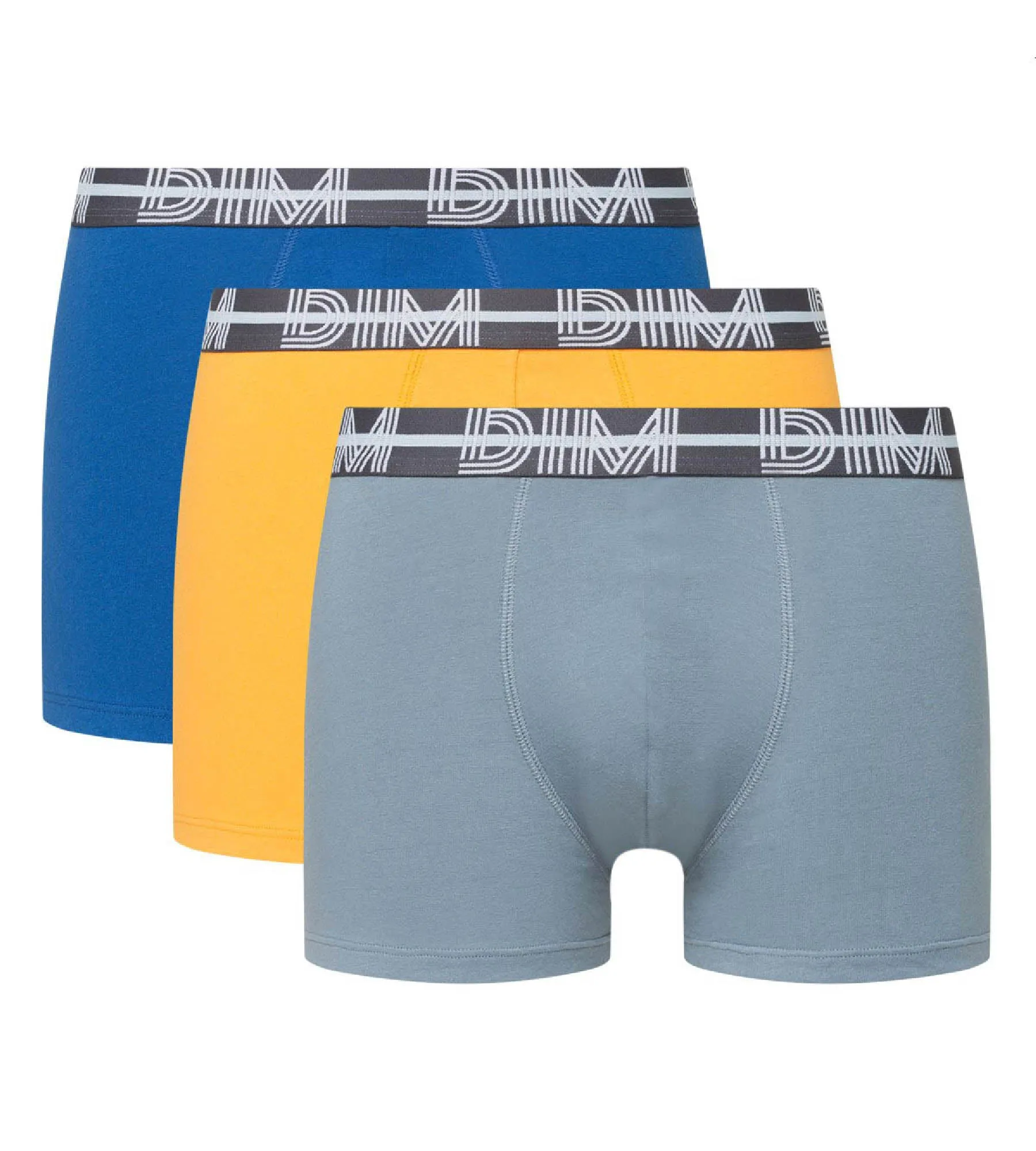 Dim Powerful pack of 3 stretch cotton trunks with graphic waistband in blue