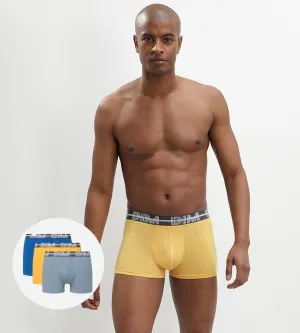 Dim Powerful pack of 3 stretch cotton trunks with graphic waistband in blue