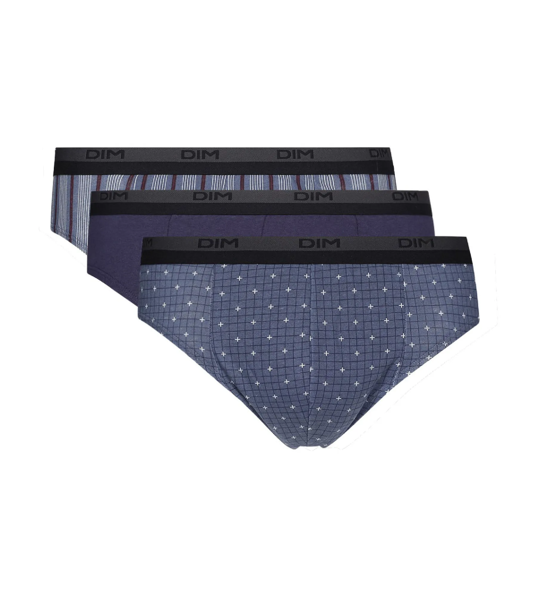 Dim Print Pack of 3 men's cotton briefs with blue crosses design