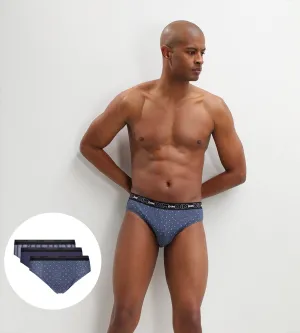 Dim Print Pack of 3 men's cotton briefs with blue crosses design