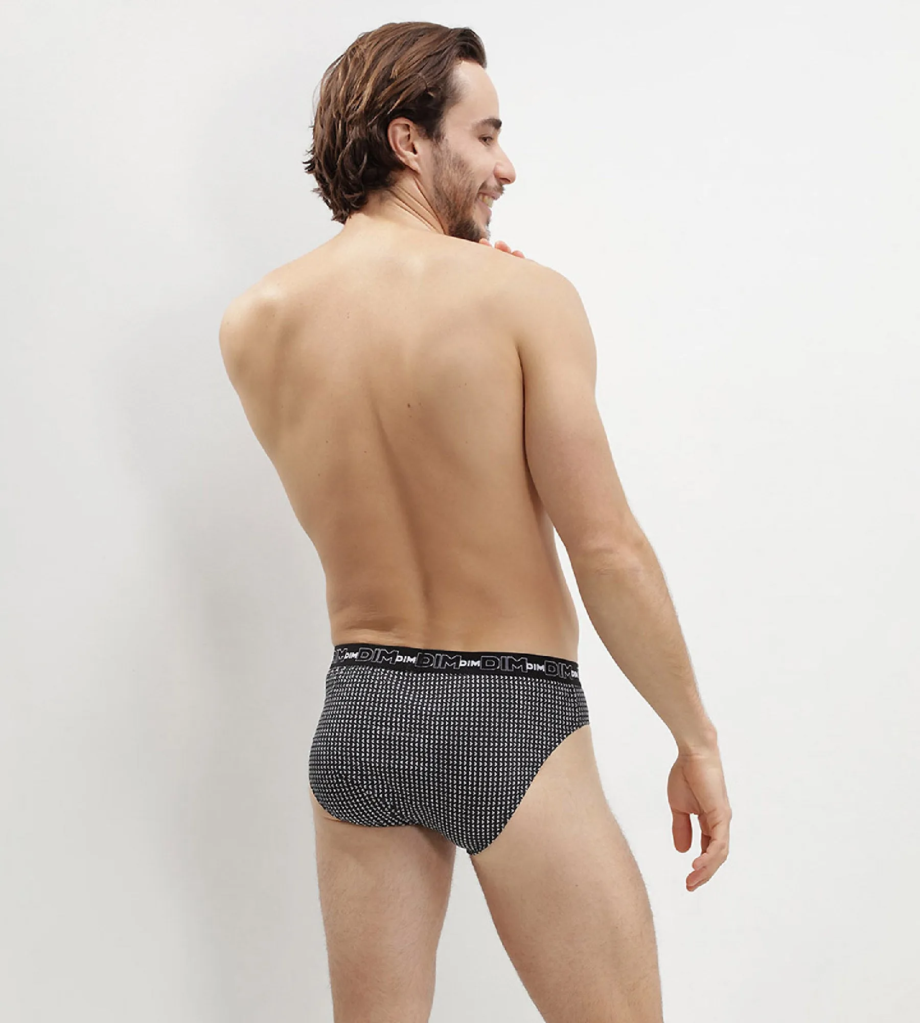 Dim print Pack of 3 men's grey check cotton briefs