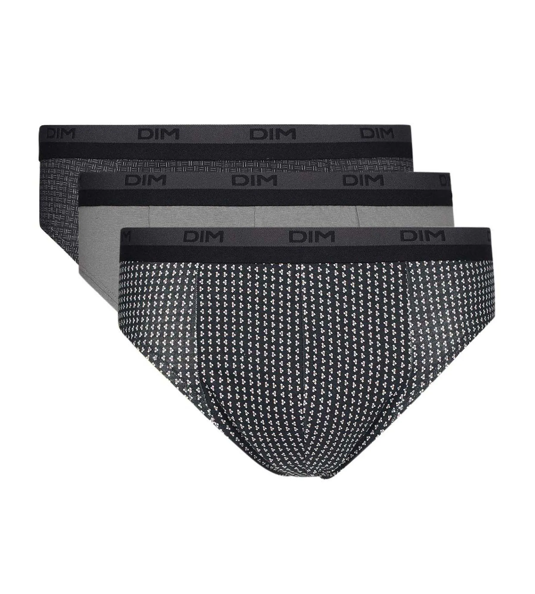 Dim print Pack of 3 men's grey check cotton briefs