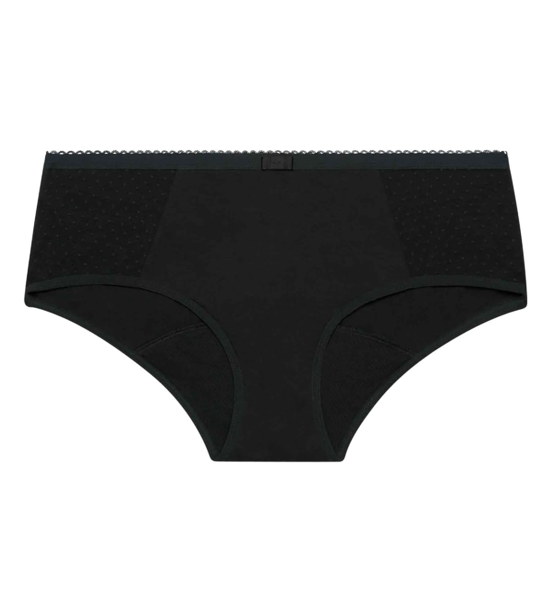 Dim Protect heavy flow Menstrual shorty organic cotton and lace Black