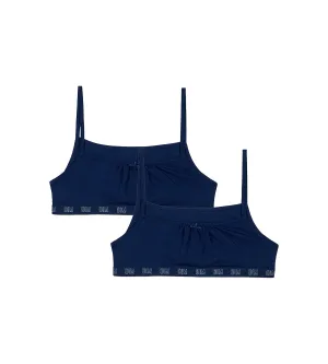 Dim Skin Care Pack of 2 organic cotton Navy blue girl's bralettes