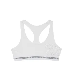 Dim Sport Girl's stretch  White  cotton bra with silver print