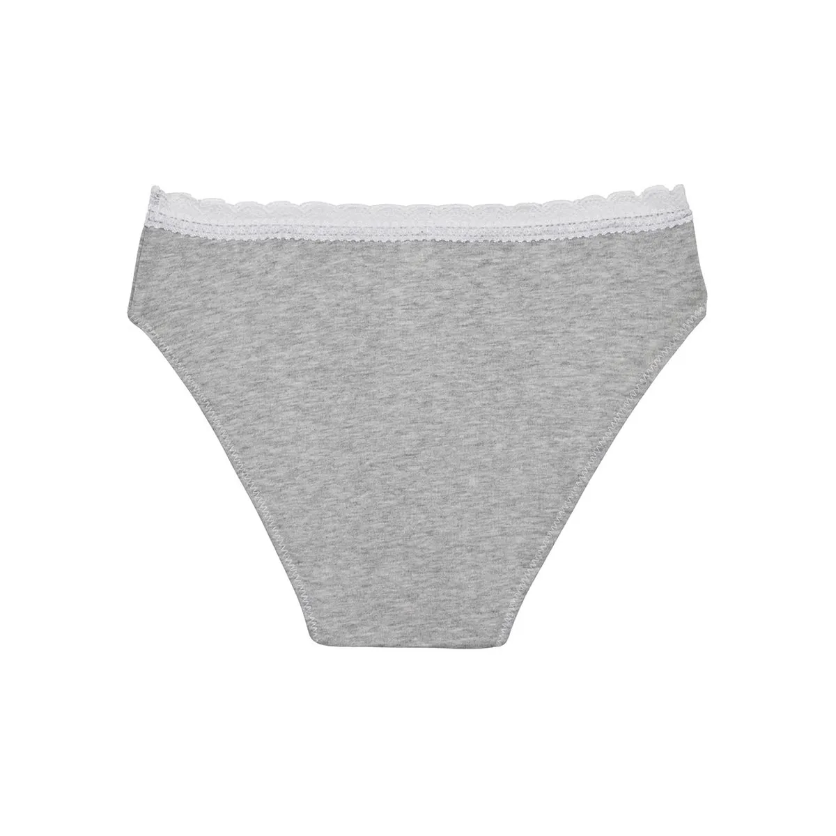 Dim Trendy girls' heather grey stretch cotton briefs with lace waistband