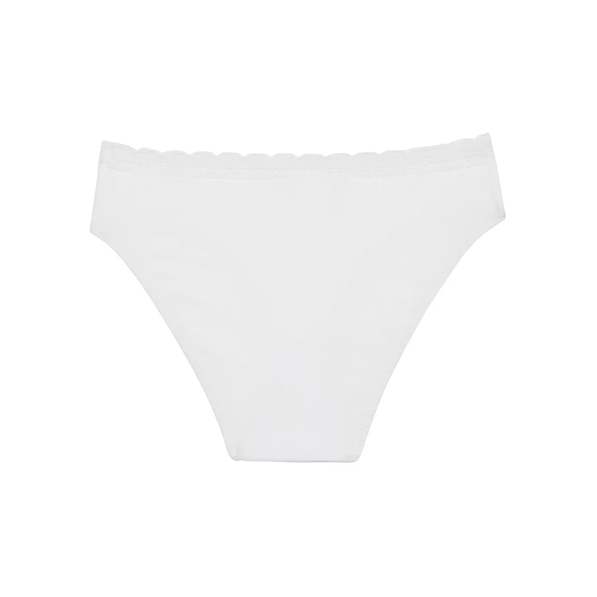 Dim Trendy girls' white stretch cotton briefs with lace waistband