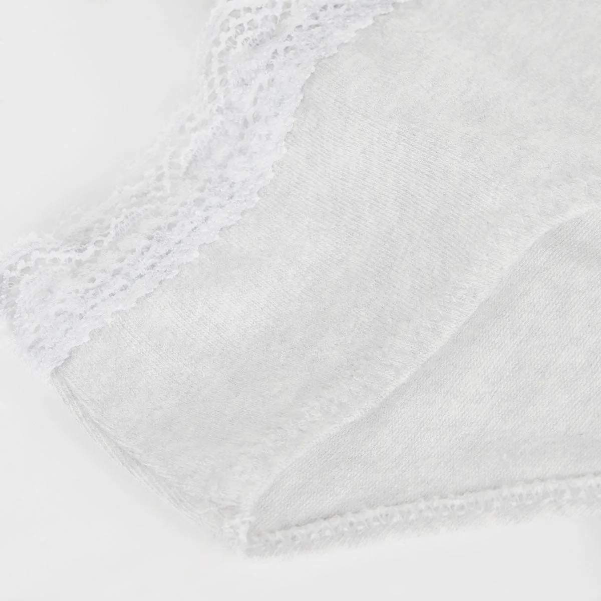 Dim Trendy girls' white stretch cotton briefs with lace waistband
