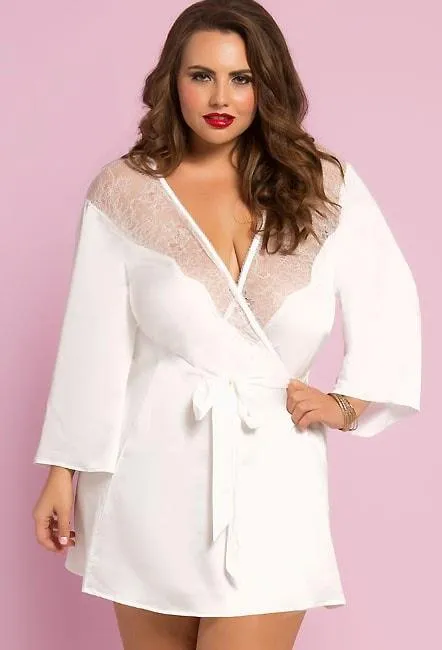 Dreaming Of You Lace & Satin Robe Plus Size