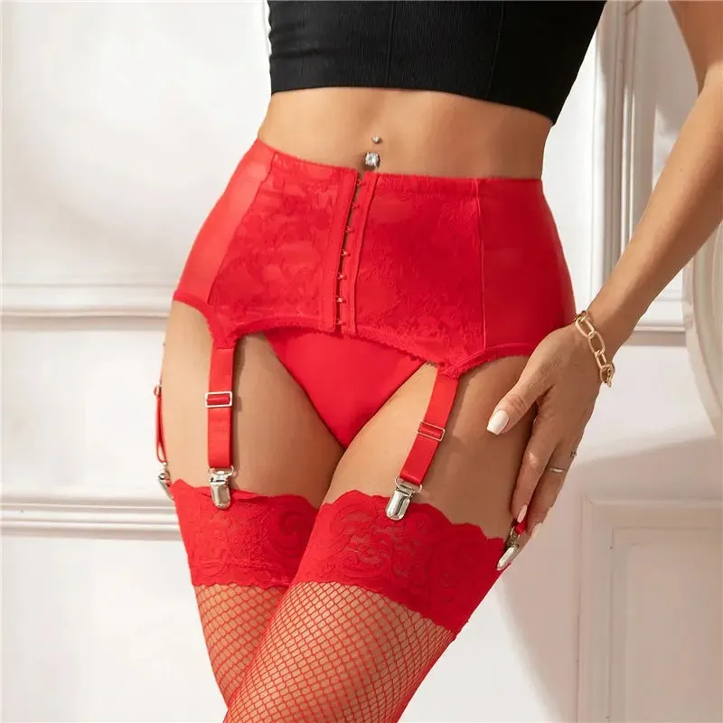 Faux Leather Garter Suspenders