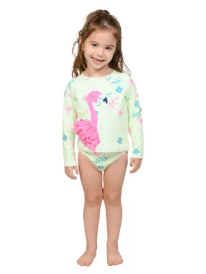 Flamingo rash guard ensemble