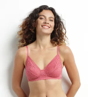 Floral lace triangle bra Dim Daily Pink
