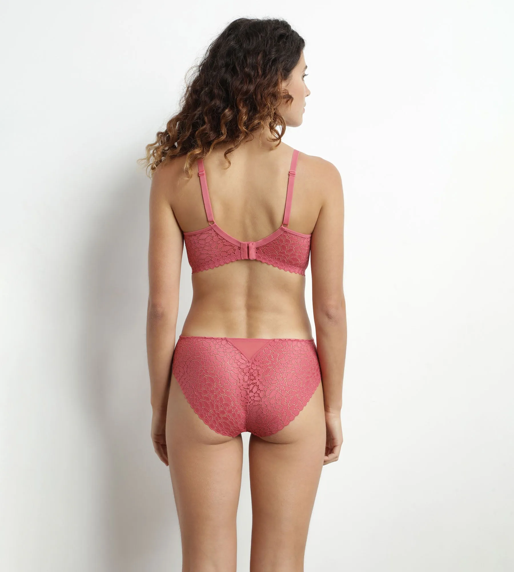 Floral lace triangle bra Dim Daily Pink