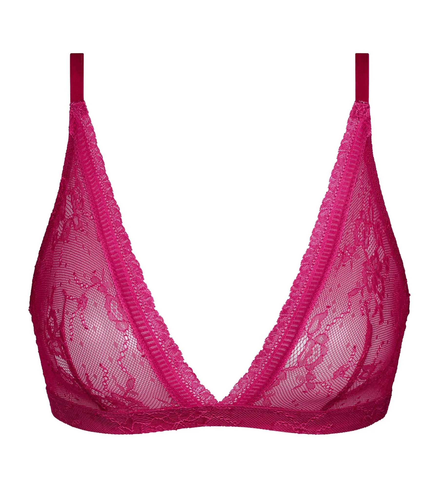 Fuchsia lace triangle bra Dim Romance