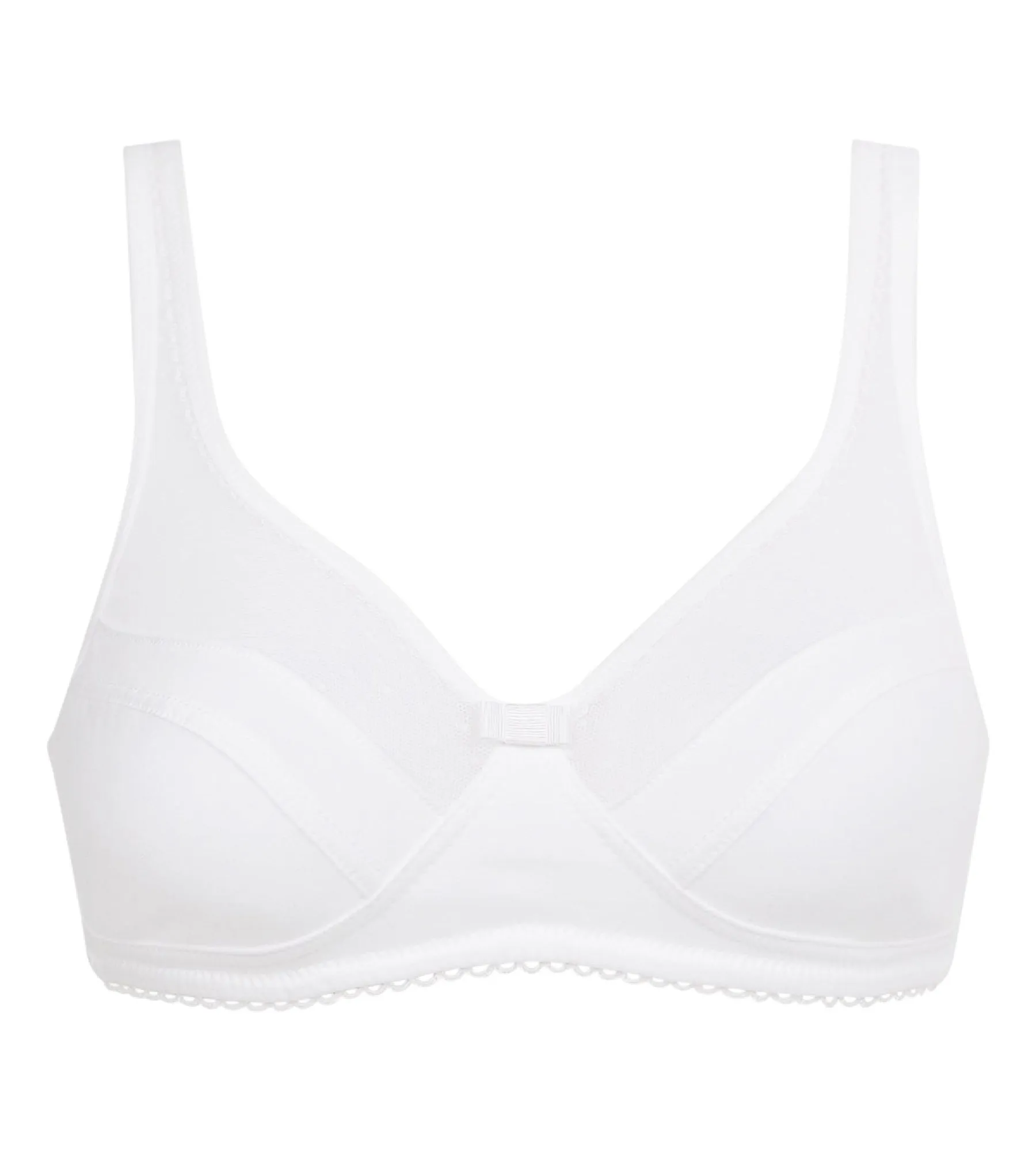 Generous white organic plumetti cotton non-wired bra