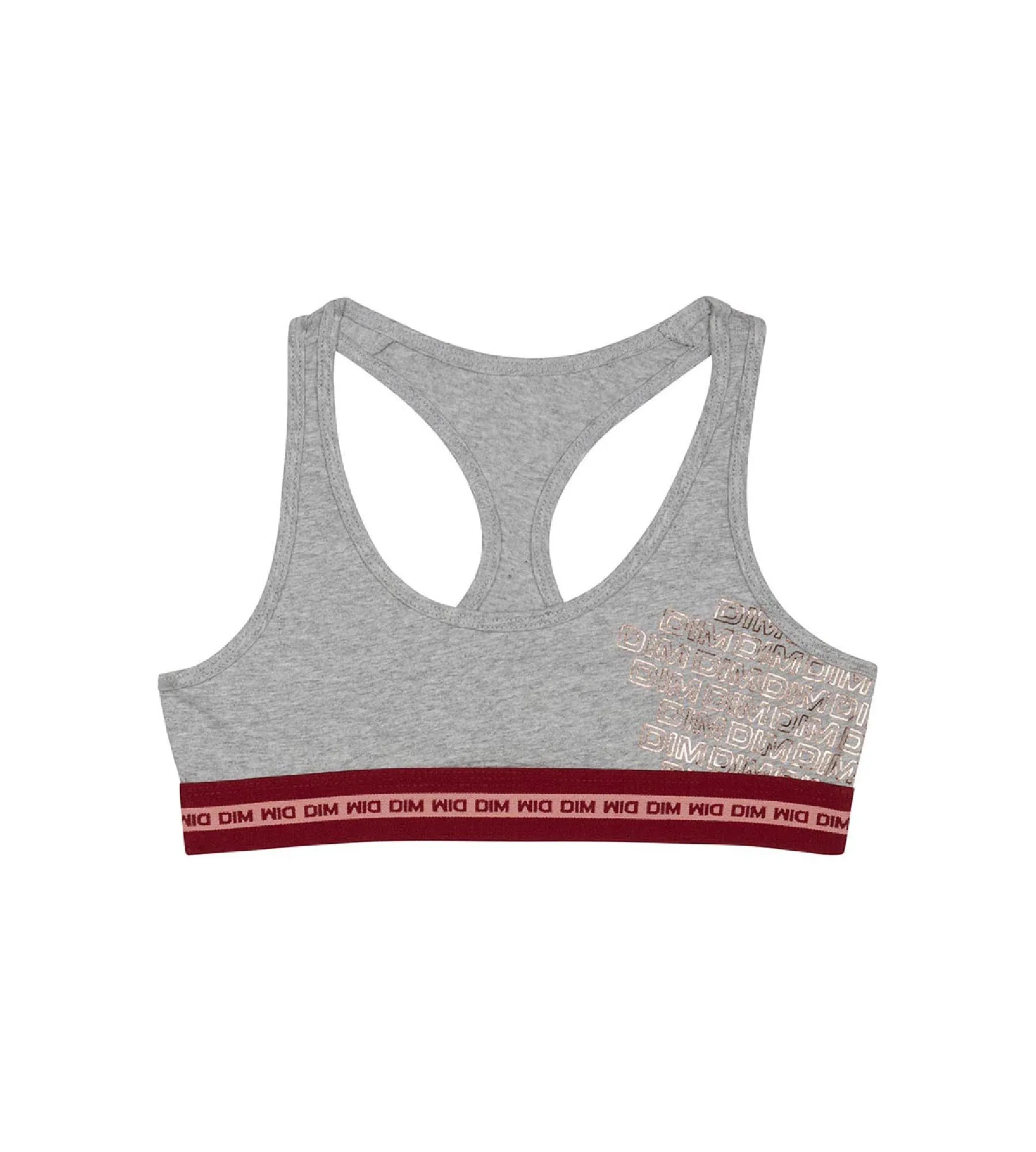 Girls' Grey Dim Sport stretch cotton bra with metallic logo