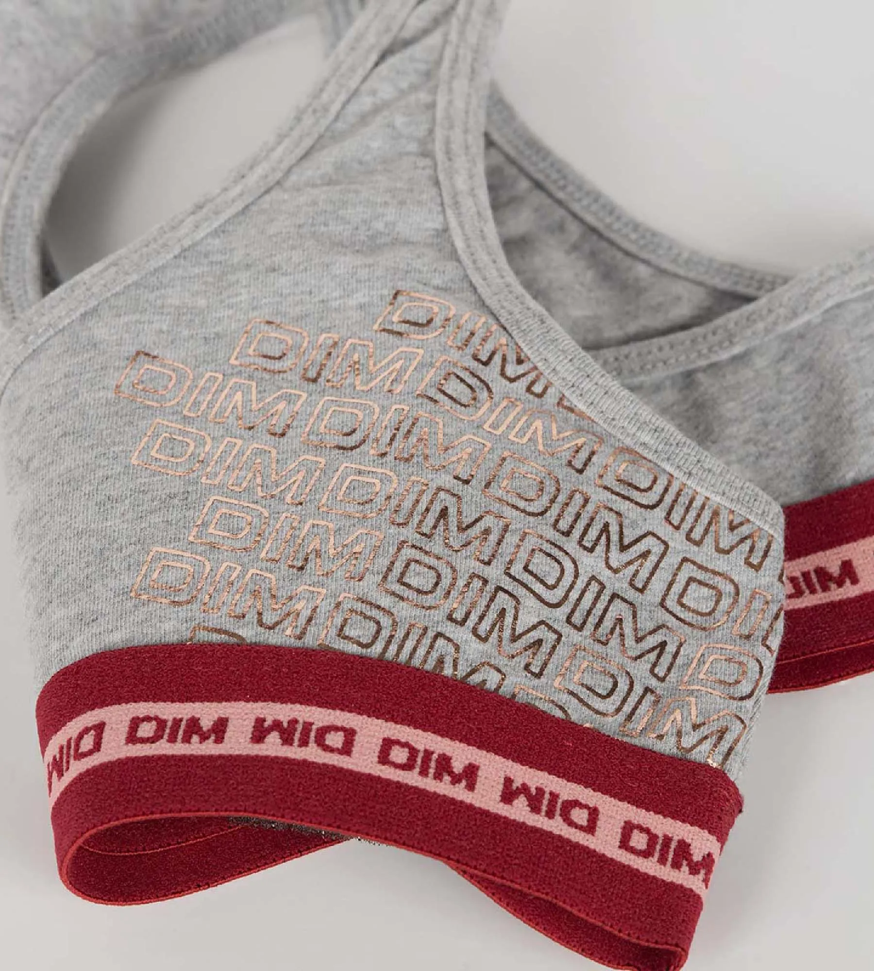 Girls' Grey Dim Sport stretch cotton bra with metallic logo